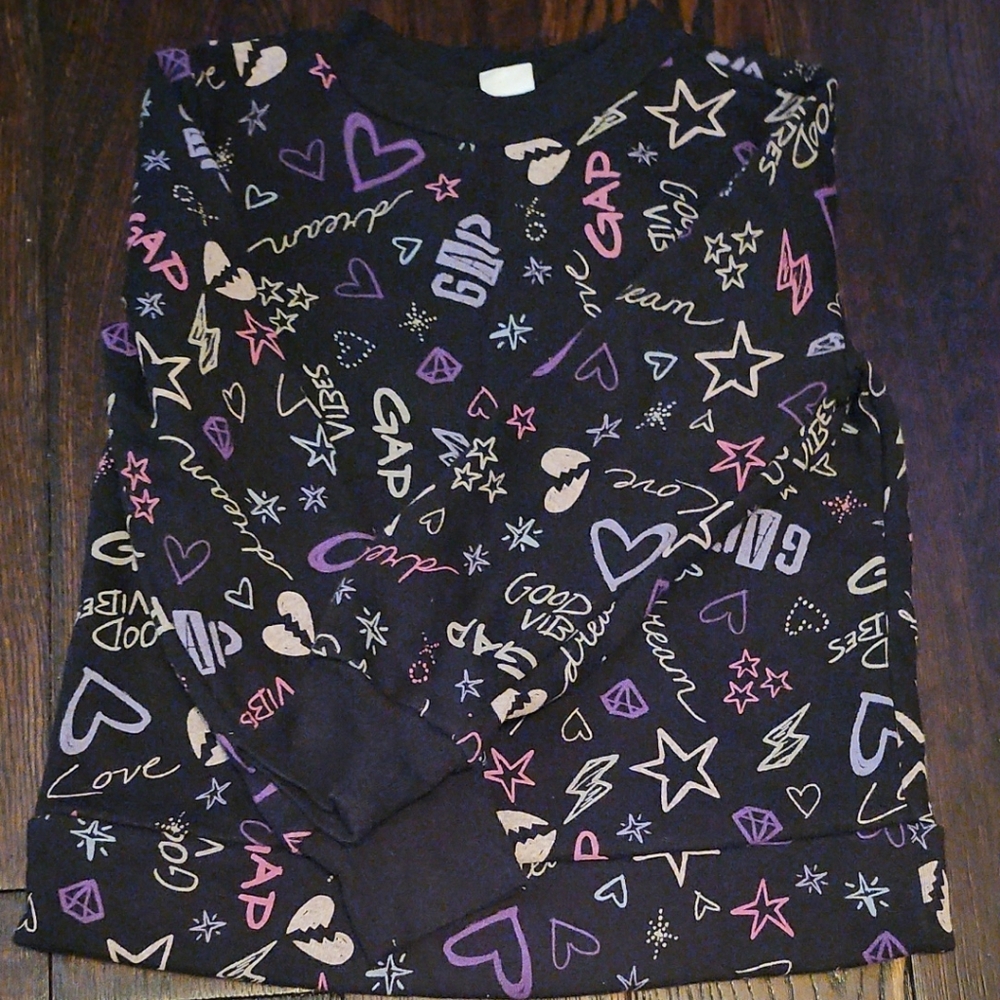 GAP Kids Black Sweater with Colorful Graphics